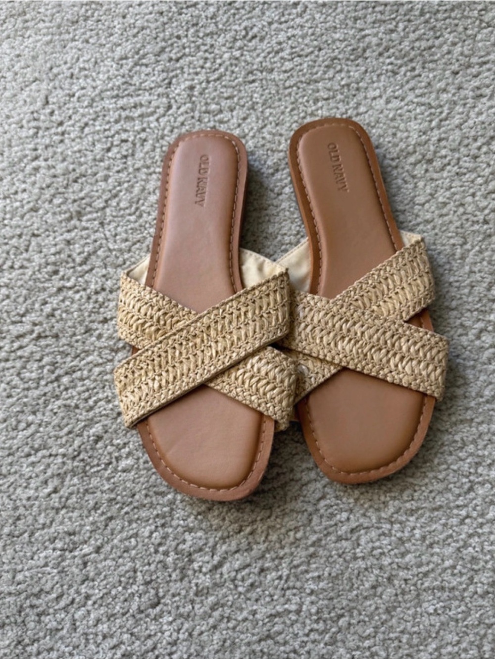 Old Navy Woven Crisscross Slide Sandals in Tan
